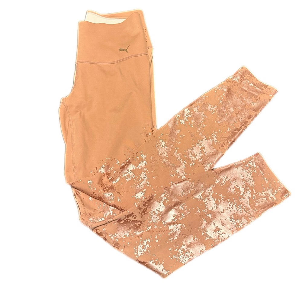 PUMA Premium Rose Gold Wide Waistband Leggings Yoga Workout Pilates